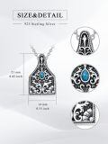 wholesale 925 Sterling Silver Turquoise Pendant Necklace Vintage Floral Filigree Oxidized Finish Chain-0-1
