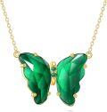 wholesale 14K Gold Butterfly Green Crystal Pendant Necklace 18 Chain s for Her-0-0