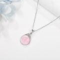 wholesale 925 Sterling Silver Pink Rose Quartz Teardrop Pendant Necklace-0-3
