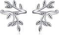 wholesale 925 Sterling Silver Leaf Vine Branch Ear Climber Wrap Studs Non-Pierced Earring s for Women Girls 3cm Long-0-0