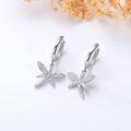 wholesale 925 Sterling Silver Starfish Huggie Hoop Earrings with Cubic Zirconia for Women Girls Minimalist  4cm Long (Silver)-0-1