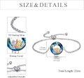 wholesale S925 Sterling Silver Blue Crystal Sisters Bracelet, Adjustable 6.5-8.5 Friendship Gift for Women-0-2