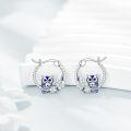 wholesale 925 Sterling Silver Owl Blue Enamel Floral Twist Rope Hoop Earrings For Women-0-3