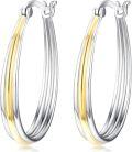 wholesale 925 Sterling Silver Gold Plated Oval Grooved Hoop Earrings for Women-0-0