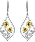 wholesale 925 Sterling Silver Sunflower Dangle Drop Charm Earrings for Women Gifts-0-0