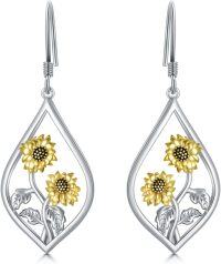 wholesale 925 Sterling Silver Sunflower Dangle Drop Charm Earrings for Women Gifts-Sunflower