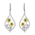 wholesale 925 Sterling Silver Sunflower Dangle Drop Charm Earrings Wholesale for Women Gifts-0-0