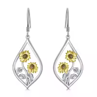 wholesale 925 Sterling Silver Sunflower Dangle Drop Charm Earrings Wholesale for Women Gifts-Sunflower