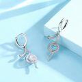 wholesale 925 Sterling Silver Snake Drop Earrings White Gold Plated Turquoise Stone Women Jewelry-0-7