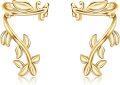 wholesale 925 Sterling Silver Leaf Cuff Earrings, Hypoallergenic No-Piercing Cartilage Huggie Ear Cuffs, Elegant Fashion Jewelry Gift for Women-0-0