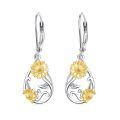 wholesale 925 Sterling Silver Daisy Drop Earrings Wholesale With Citrine Stones-0-0
