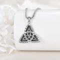 wholesale 925 Sterling Silver Triquetra Pendant with Black Stone and Inspirational Words on Chain for Women Men  36 Length-0-3