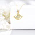 wholesale 14K Gold Evil Eye Pendant Necklace with Blue and White CZ Stones for Women - Protection for Mom-0-4