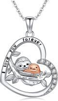 wholesale 925 Sterling Silver Sloth Heart Necklace Pendant for Women Girls Love You Forever -0-0