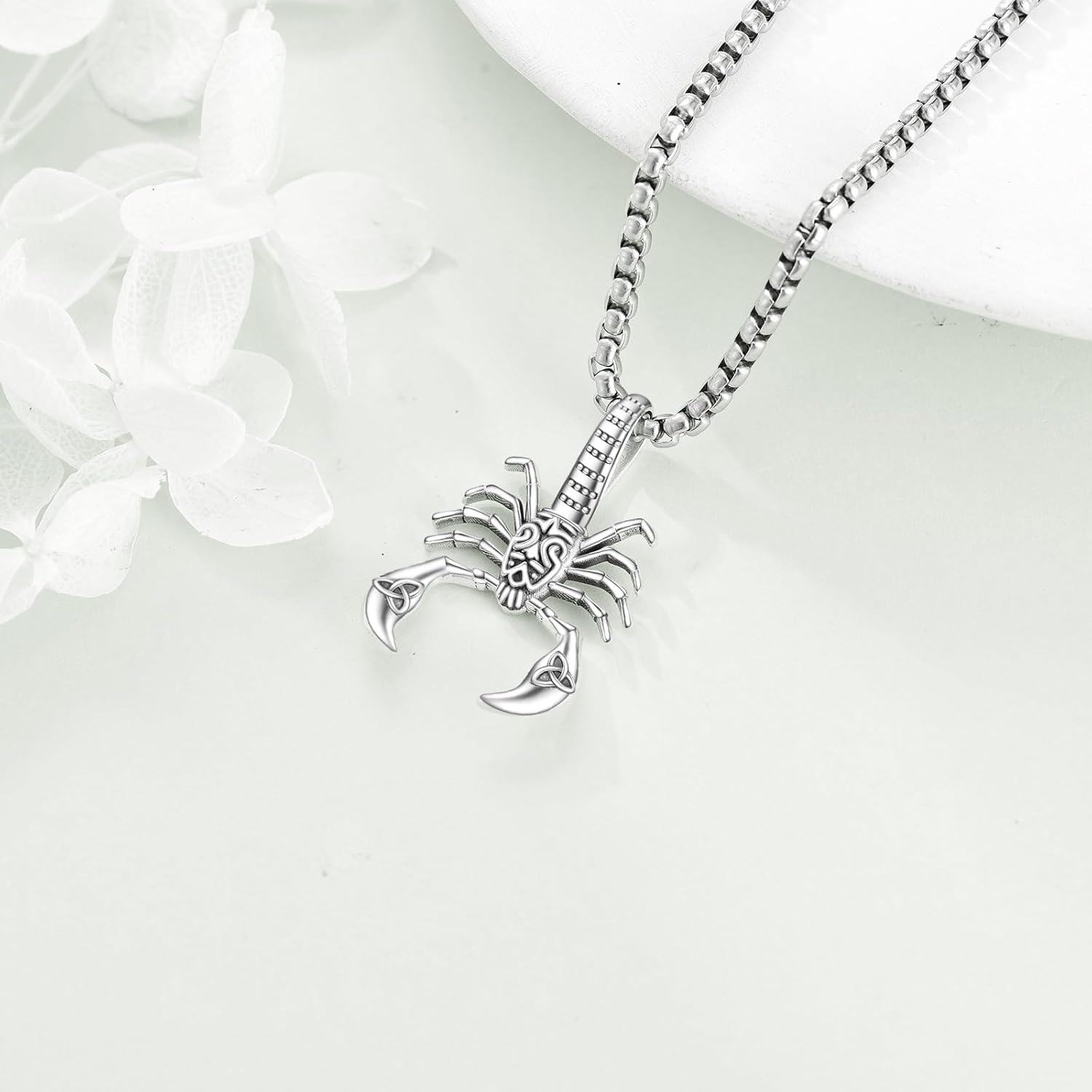 wholesale 925 Sterling Silver Gold Plated Scorpion Pendant Necklaces for Men Women Gothic Punk Style  47cm Chain Length-0-3