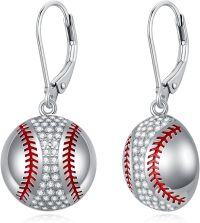 wholesale Sterling Silver Sports Earrings Baseball Basketball Volleyball Soccer Football Jewelry Gifts for Women-Baseball Earrings