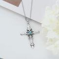 wholesale 925 Sterling Silver Turquoise Inlay Cross Pendant Necklaces for Men Christian  Ideas-0-2