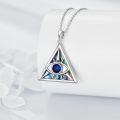 wholesale 925 Sterling Silver Evil Eye Hamsa Star of David Filigree Pendant Necklace with Blue Sapphire Stone-0-2