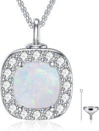wholesale 925 Sterling Silver Opal Urn Necklace for Ashes Cremation Jewelry-Square