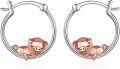 wholesale 925 Sterling Silver Rose Gold Plated Cartoon Pig Charm Circle Hoop Earrings for Women Girls Gift Idea-0-0
