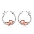 wholesale 925 Sterling Silver 925 Sterling Silver Pig Hoop Earrings Wholesale With Rose Gold Pig Charm-0-0