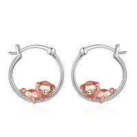 wholesale 925 Sterling Silver 925 Sterling Silver Pig Hoop Earrings Wholesale With Rose Gold Pig Charm-pig