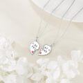 wholesale 925 Sterling Silver Best Friends Split Heart Cherry Pendant Necklaces for Women Girls Friendship Gifts BFF Jewelry Set of 2-0-2