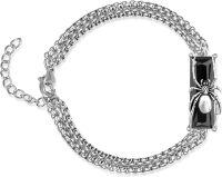 wholesale 925 Sterling Silver Black Crystal Spider Charm Chain Link Bracelet for Men & Women-Spider
