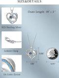 wholesale 925 Sterling Silver 925 Blue Crystal Heart Angel I Love You Projection Necklace Gift for Mom Wife Girlfriend-0-4