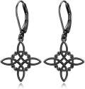 wholesale Black 925 Sterling Silver Celtic Knot Drop Earrings Wiccan Goddess  for Her-0-0