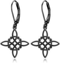 wholesale Black 925 Sterling Silver Celtic Knot Drop Earrings Wiccan Goddess  for Her-Silver