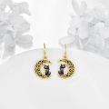 wholesale 925 Sterling Silver Moon Cat Dangle Earring Gothic Halloween s for Women Girls-0-5