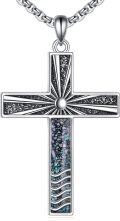 wholesale 925 Sterling Silver Turquoise Inlay Cross Pendant Necklace  for Women-0-0