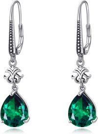 wholesale 925 Sterling Silver Vintage Filigree Cubic Zirconia Teardrop Dangle Earrings-05-May