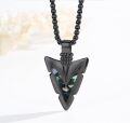 wholesale 925 Sterling Silver Black Paua Shell Arrowhead Pendant Necklace for Men & Women-0-2
