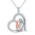 TOUPOP Sterling Silver Heart Pendant Necklace For Mother-0-0