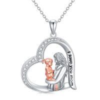TOUPOP Sterling Silver Heart Pendant Necklace For Mother-undefined