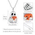 wholesale 925 Sterling Silver Halloween Ghost Cat Skeleton Charm Pendant Necklace-0-6