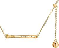 wholesale Gold 925 Sterling Silver Baseball Bat Pendant Necklace for Sports Lovers - Never Give Up Motivational Gifts-gold