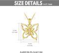 wholesale 14K Gold Natural Diamond Butterfly Pendant Necklace 16+2 inch Chain for Women-0-4