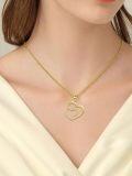 wholesale 14K Gold & Cubic Zirconia Heart Necklace, 18mm Double Heart Pendant, 16+2 Adjustable Chain, Gift for Women-0-4