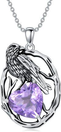 wholesale Sterling Silver Birthstone Raven Necklace for Women-June