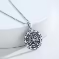 wholesale 925 Sterling Silver Round Black Onyx Hecate Pendant Necklaces Wholesale Gifts for Women and Girls 36 Chain Length-0-4