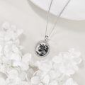 wholesale 925 Sterling Silver Gun Black Cat Oval Pendant Necklace For Women-0-2