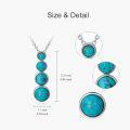 wholesale 925 Sterling Silver Round Genuine Turquoise Necklace Pendant Gift for Women Girls-0-5