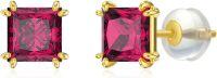 wholesale 14K Gold 2 5Ct Created Birthstone Princess Cut Stud Earrings for Women-July-Ruby