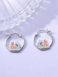 wholesale 925 Sterling Silver Horse and Girl Design Hoop Earrings for Women's Gifts-0-1