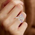 wholesale Sterling Silver Leaf Ring with Birthstone Adjustable Wrap Promise Engagement Wedding Rings for Women-0-27