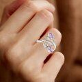 wholesale 925 Sterling Silver Leaf Ring with Birthstone Adjustable Wrap Promise Engagement Wedding Rings for Women-0-27