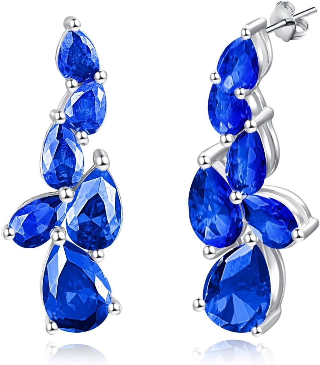 wholesale 925 Sterling Silver Birthstone Teardrop Dangle Earrings for Women-09 Sep